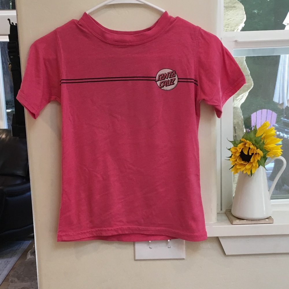 Pink Santa Cruz skateboards T shirt girls size 8